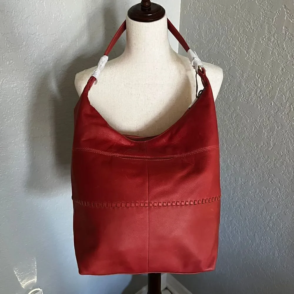 Hobo Entrine Whipstitch Leather Shoulder Tote Bag, Leather, Orange (Ginger) NWT - Picture 13 of 16